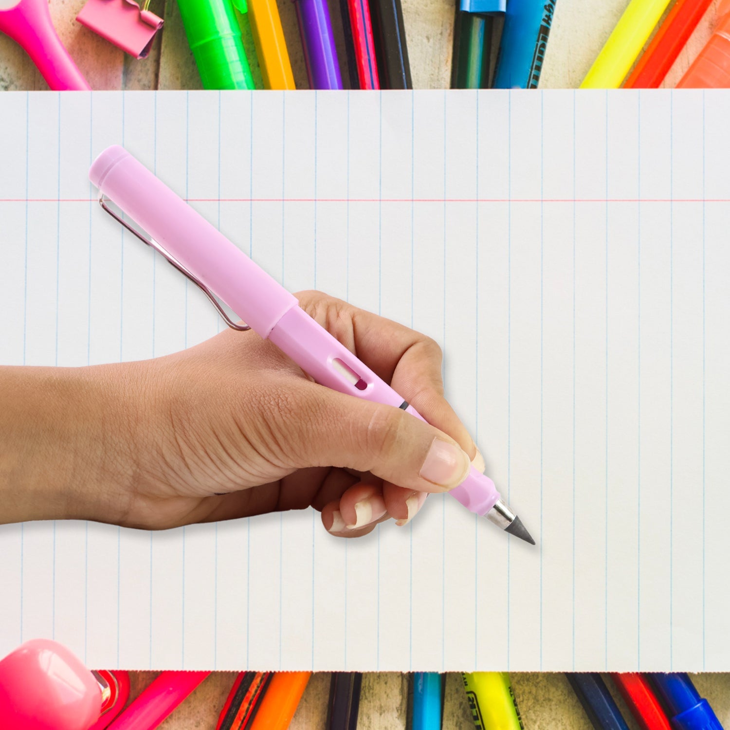 Pink 2-in-1 Everlasting Magic Pencil with Replaceable Eraser – Inkless, Reusable, Portable Pink 2-in-1 Everlasting Magic Pencil with Replaceable Eraser – Inkless, Reusable, Portable